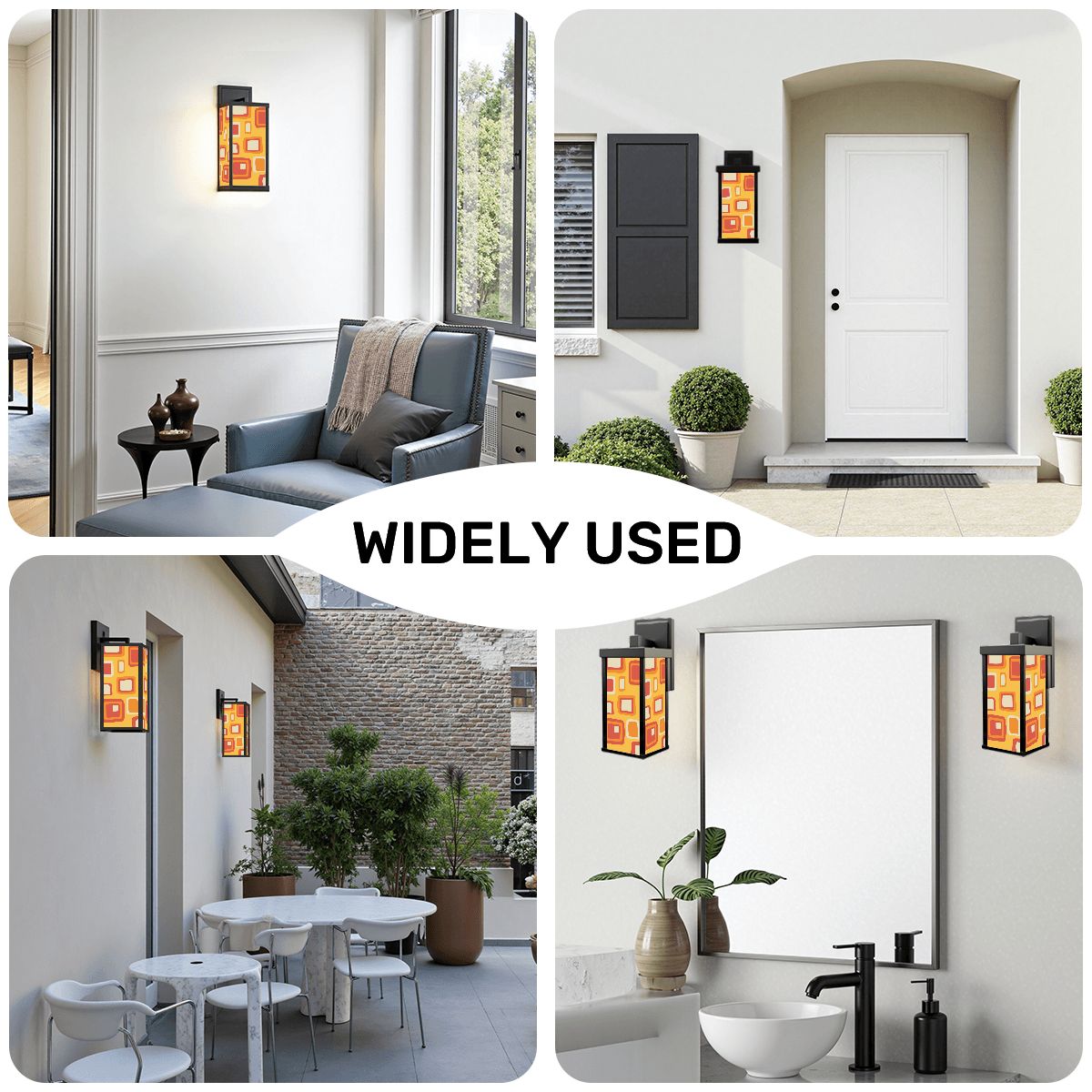 Mid Mod Geometric Yellow, Orange Retro Wall Sconce, Indoor Outdoor Entry Patio Wall Light - Mid Century Modern Gal