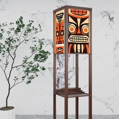 Mid Century Modern Tiki Idol, Tiki Totem Mid Mod Floor Lamp With Shelves - Mid Century Modern Gal