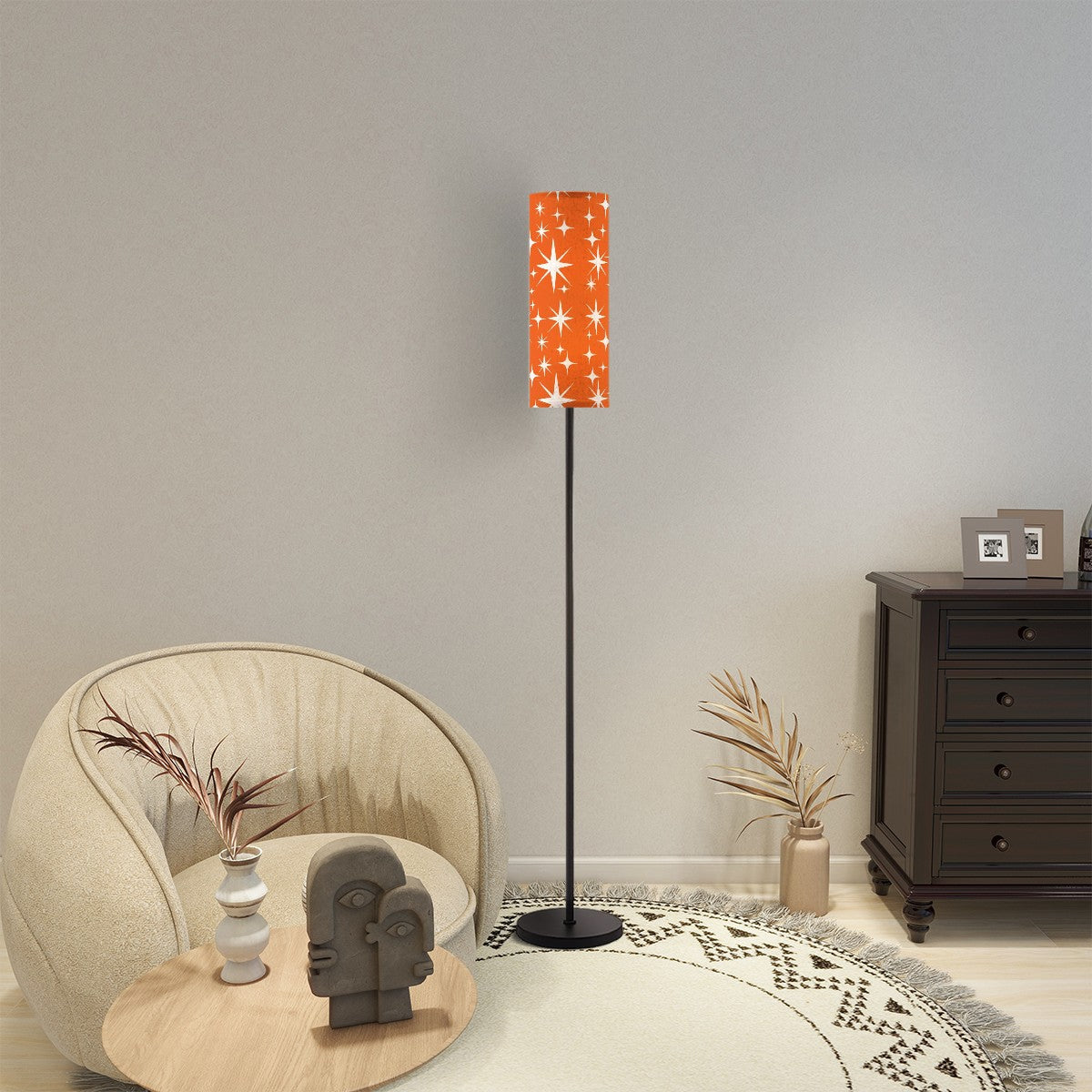 Atomic Sinatra Orange Starburst Mid Century Modern Floor Lamp - Mid Century Modern Gal