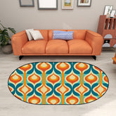 Mid Century Modern Groovy Mod, Teal, Aqua Orange Groovy Oval Rug - Mid Century Modern Gal