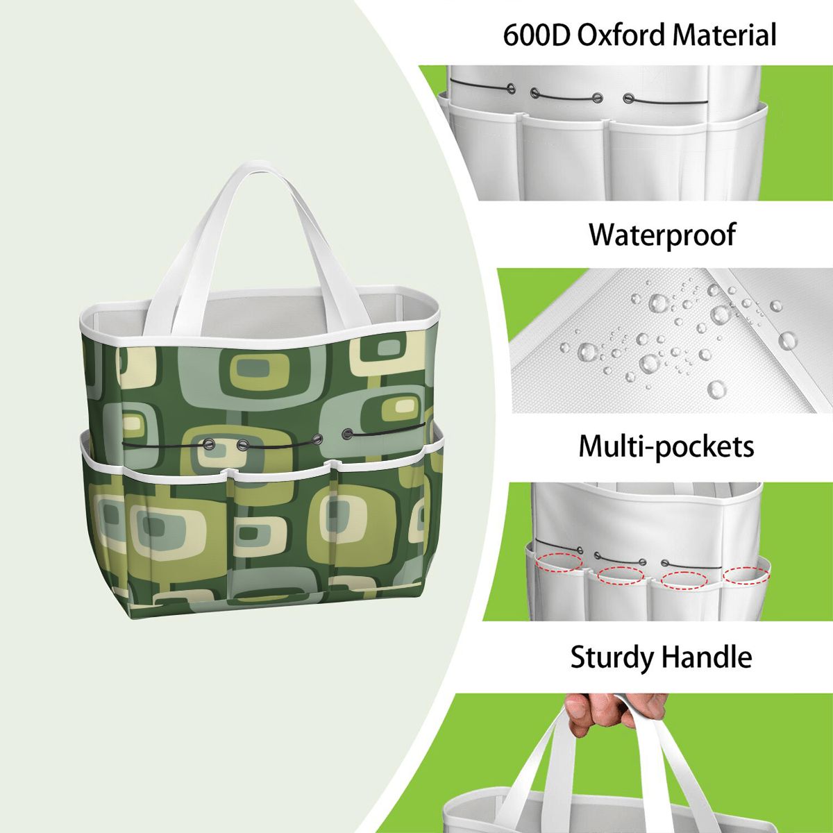 Mid Century Modern, Geometric, Groovy Green, Beige, Abstract, 60s 70s Retro, Mid Mod, MCM Garden Tool Bag - Mid Century Modern Gal