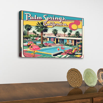 Palm Springs California Kitschy Flamingo Mid Century Modern Wall Art - Mid Century Modern Gal