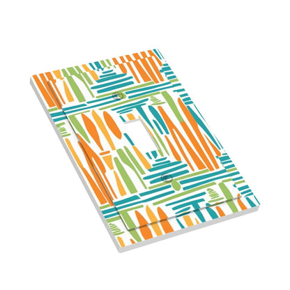 Mid Century Modern Abstract Polynesian Orange, Green Teal Modern Switch Cover - Mid Century Modern Gal