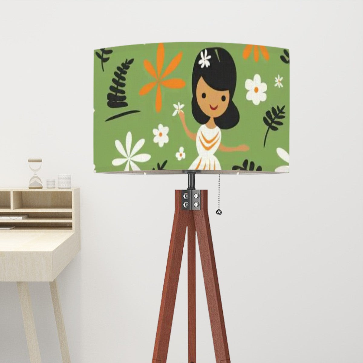Tiki Lamp, Mid Century Modern Tiki Gal, Green Polynesian Home Decor - Mid Century Modern Gal