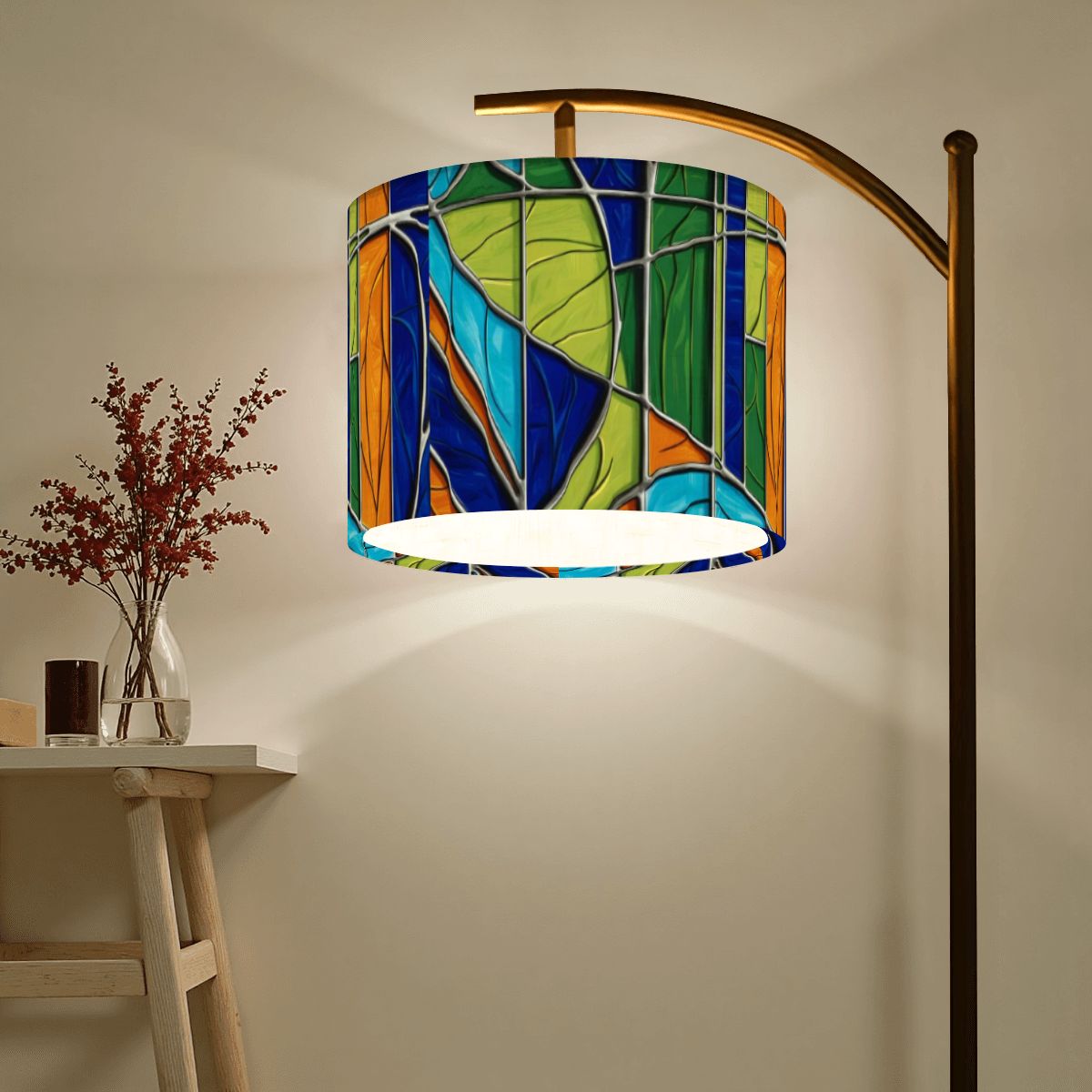 Mid Century Modern Arc Floor Lamp, Green Blue, Orange Purple Faux Glass Designed Lamp SHADE ONLY - For Arc Floor Lamps Only - Mid Century Modern Gal