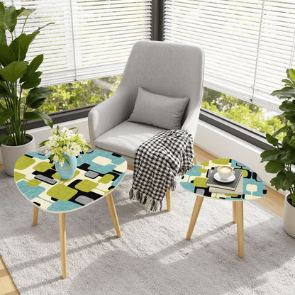 Mid Century Modern Geometric Designed Mod Nesting Tables With Bamboo Legs - Mid Century Modern Gal
