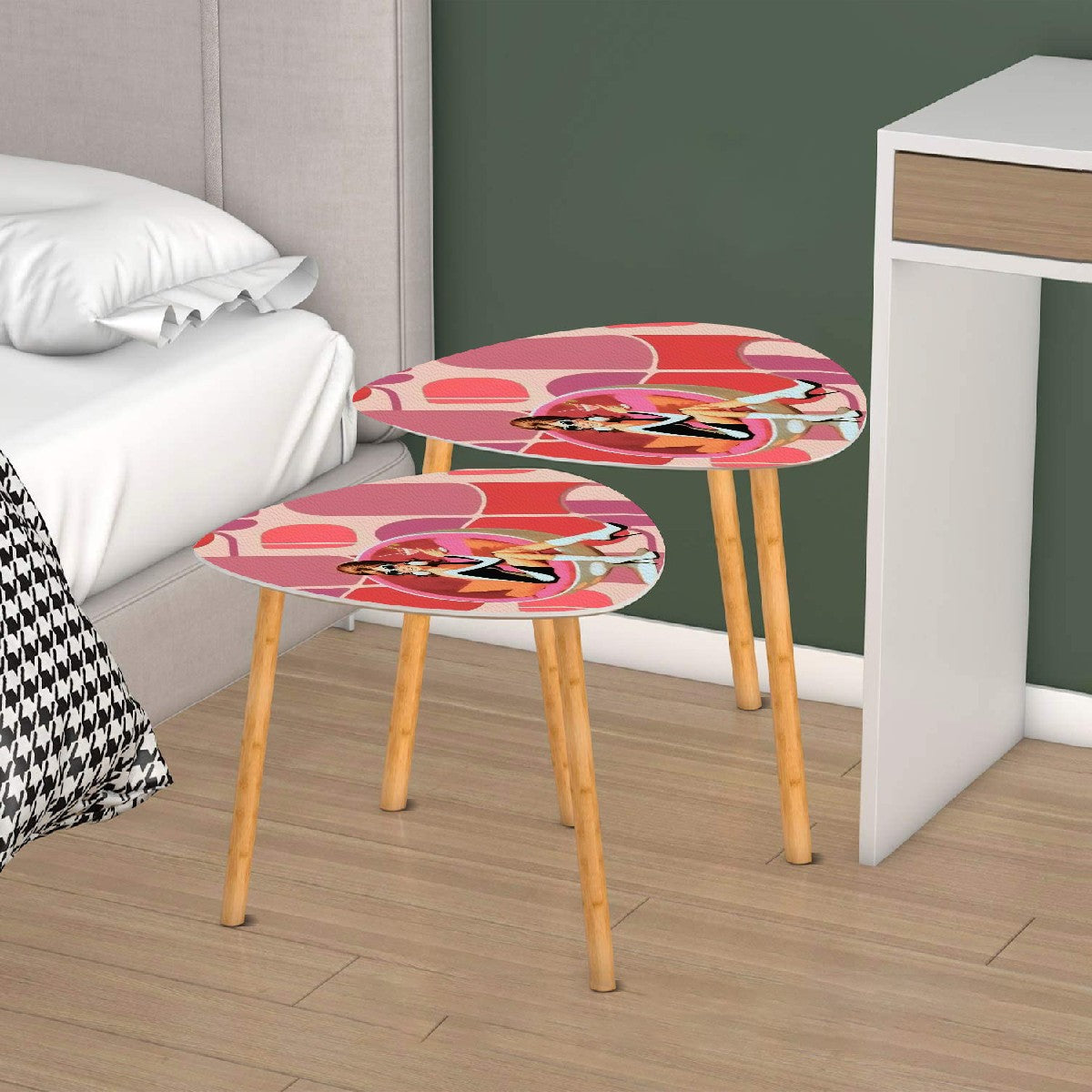 Mid Century Modern Gal Retro 60s Pink Kitschy Cocktail, Nesting Tables - Mid Century Modern Gal