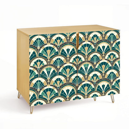 Art Deco Peacock Inspired Wooden Storage Cabinet - Mid Century Modern Gal
