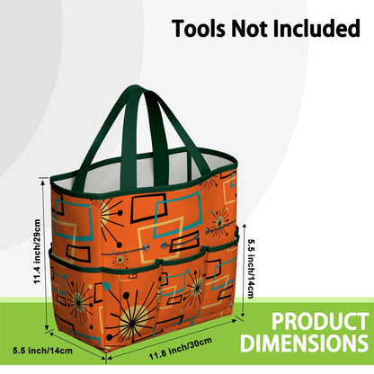 Mid Century Modern Sinatra Orange, Starburst, Geometric Funky Fun Garden Tool Bag