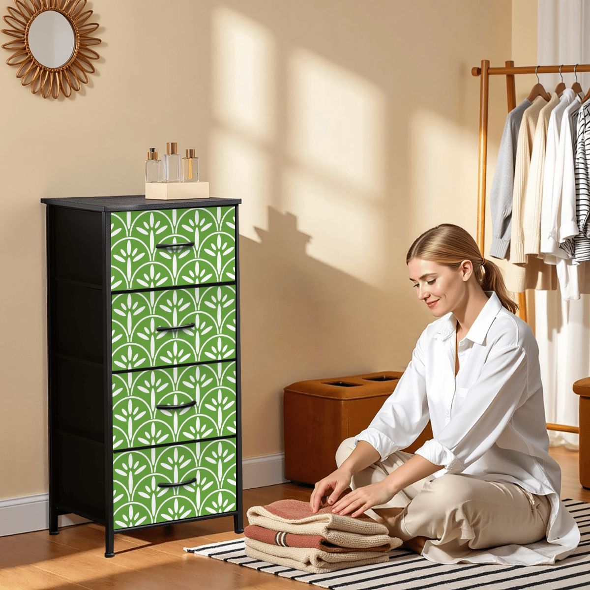 Mid Century Modern Stylish Art Deco Green and White MCM 4-Drawer Dresser - Mid Century Modern Gal
