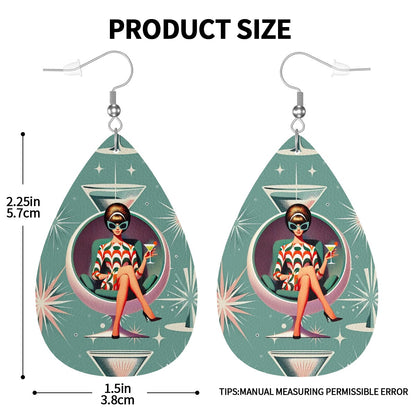 Mid Century Mod Gal Martini Lover, Retro Teardrop Earrings - Mid Century Modern Gal