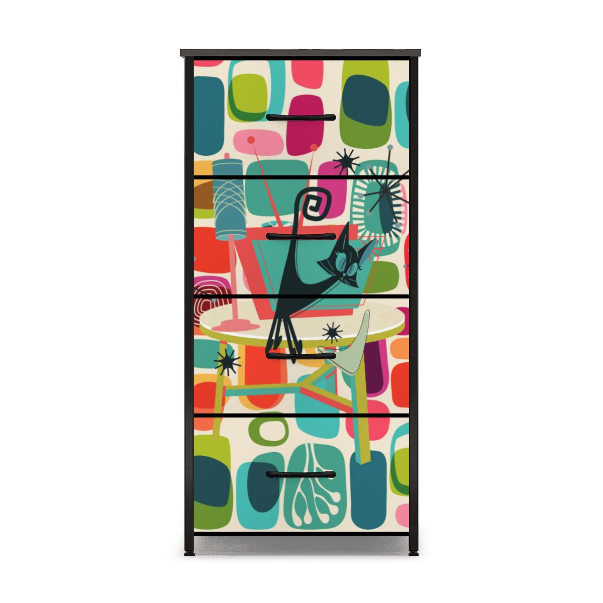 Mid Century Modern Atomic Cat Amoeba Designed 4-Drawer Dresser - Mid Century Modern Gal