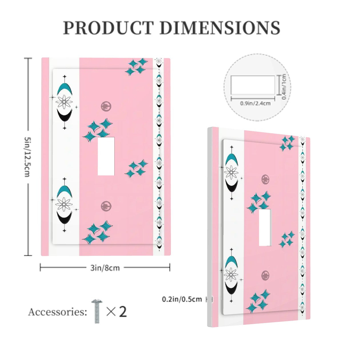 Atomic Pink Starburst, Boomerang Mid Century Modern Switch Cover - Mid Century Modern Gal