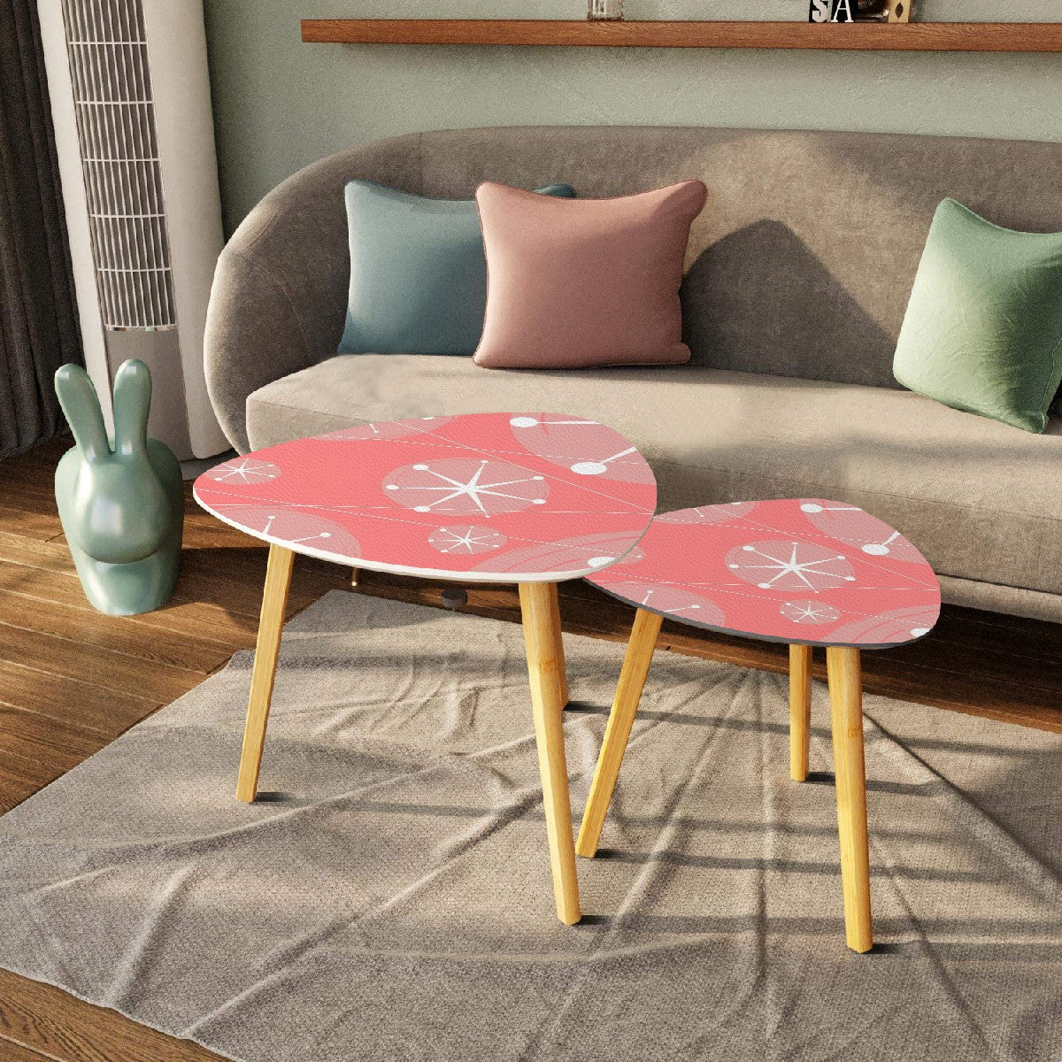 Atomic 50s Pink Starburst Mid Century Modern Nesting Tables