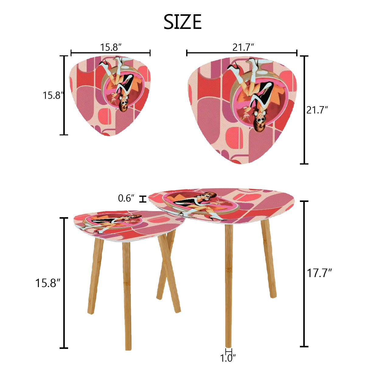 Mid Century Modern Gal Retro 60s Pink Kitschy Cocktail, Nesting Tables - Mid Century Modern Gal