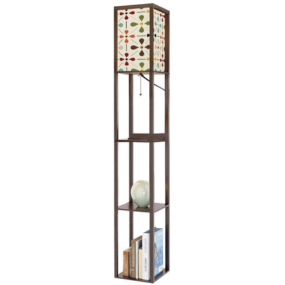 Scandinavian Floral Mid Mod Retro Floor Lamp with Shelves - Mid Century Modern Gal