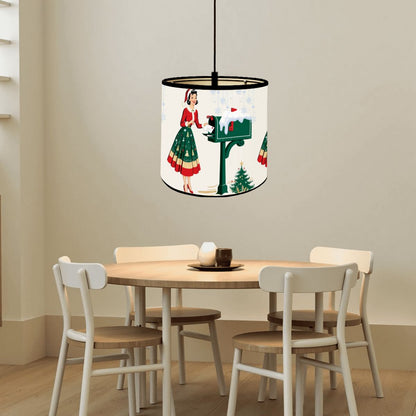 Mid Century Christmas Holiday Shade,Bamboo Drum Lampshade, Mod 50s Gal Holiday Accent Shade - Mid Century Modern Gal