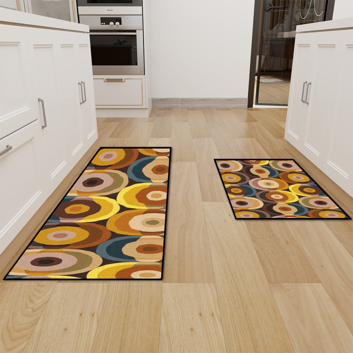 Mid Century Modern 70s Groovy Mod Kitchen Area Rug Set for Floor Non-Slip Washable - Mid Century Modern Gal