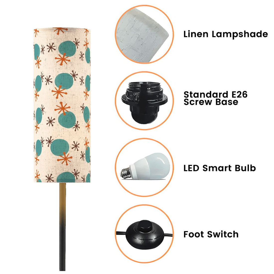 Mid Century Modren Jacks, Retro Mid Mod Slim Floor Lamp - Mid Century Modern Gal