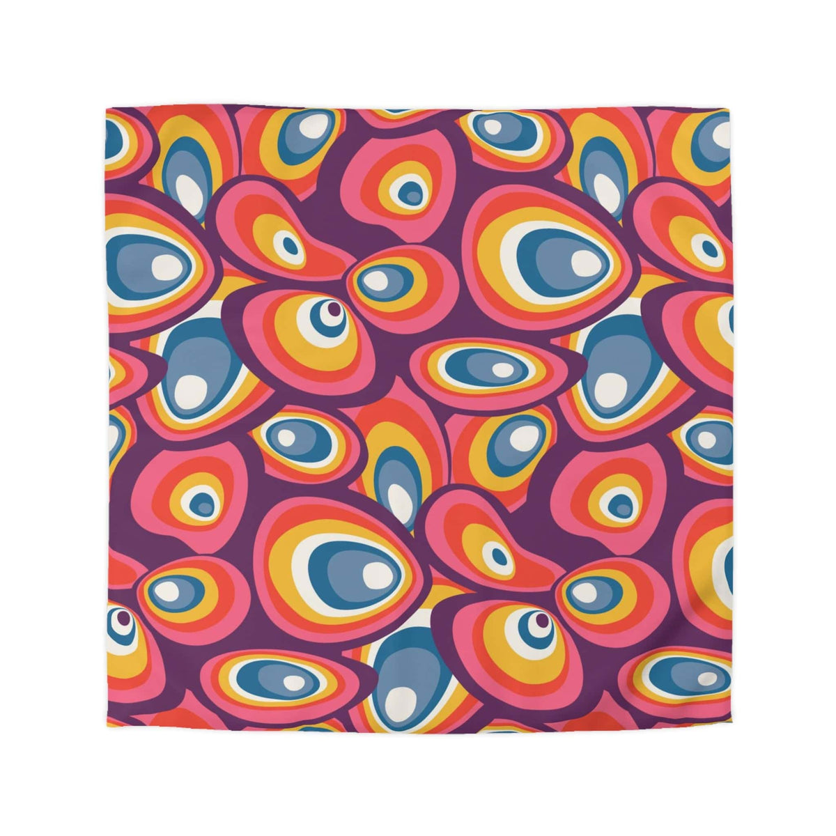 70's Bedding, Groovy, Purple, Pink, Blue, Yellow, Funky Fun Duvet Cover Home Decor