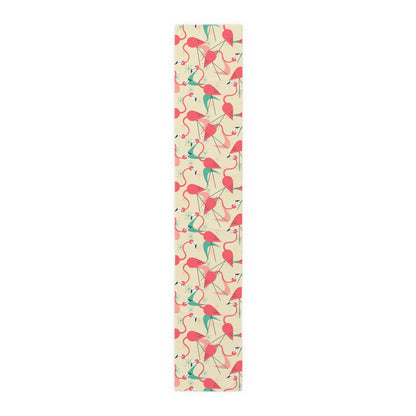 Retro Kitschy Tropical Flamingo Summer Vibes, Palm Spring California Table Runner for Summer Parties &amp; Home Decor - Mid Century Modern Gal
