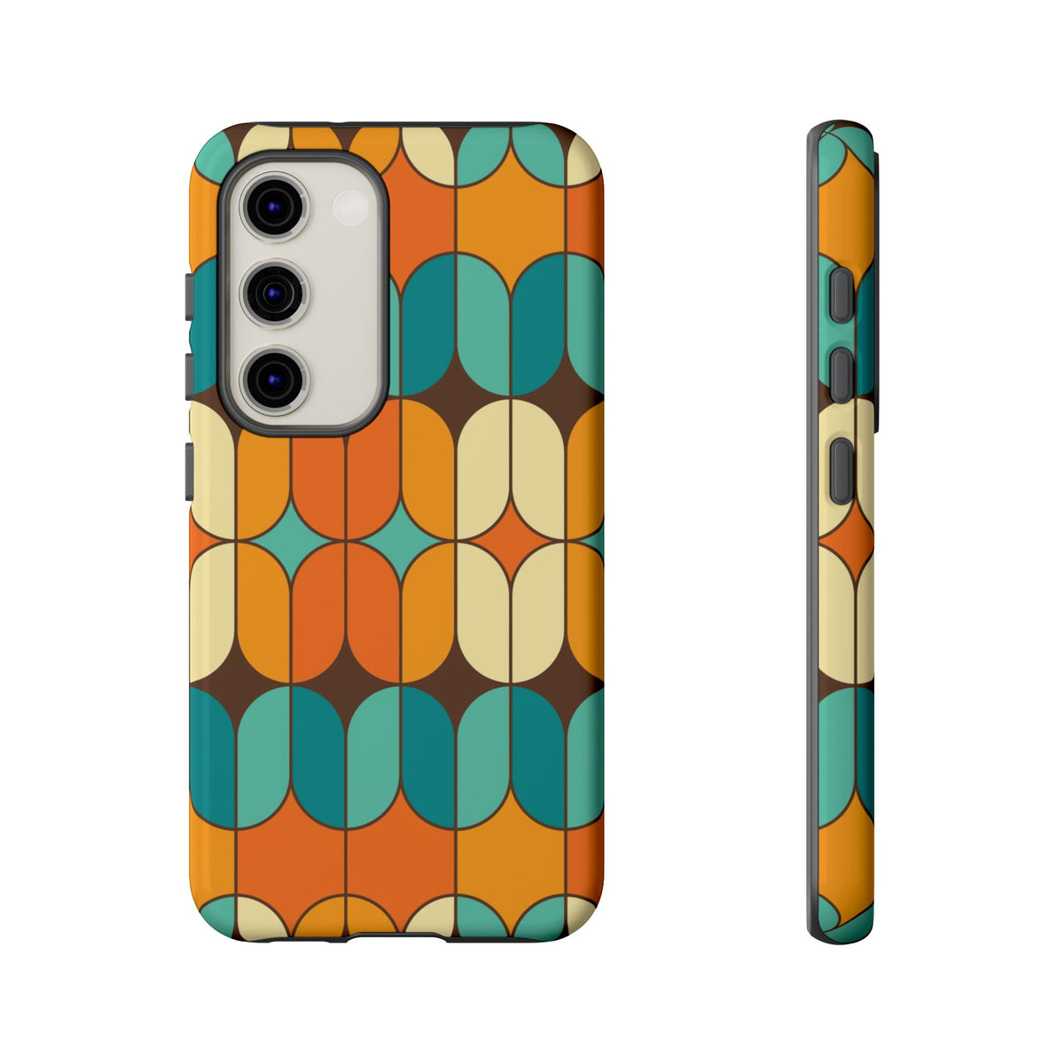 Mid Century Modern Orange, Teal Geometric Mod Designed Tough Phone Case