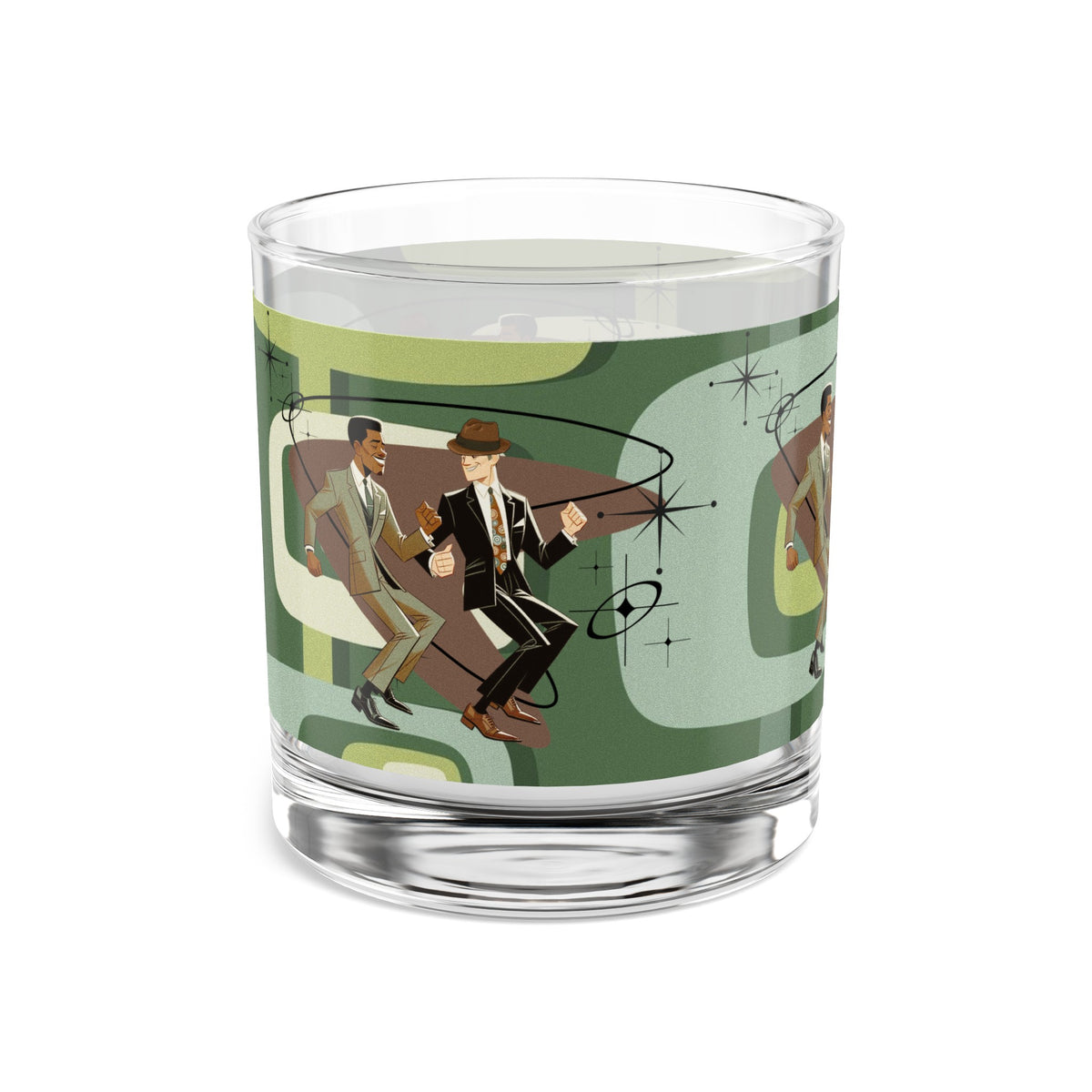 Mid Century Modern Gay Male Couple, Black Male, White Male, Kitschy Mid Mod Cocktail Rock Glass, 10oz - Mid Century Modern Gal