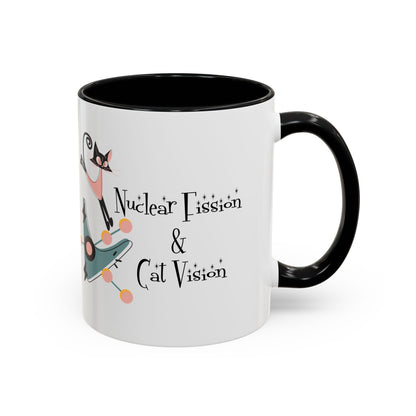Atomic Cat Coffee Tea Mug, Mid Century Modern Boomerang, Space Age Atomic Drinkware For Cat And Coffee Lovers - Mid Century Modern Gal