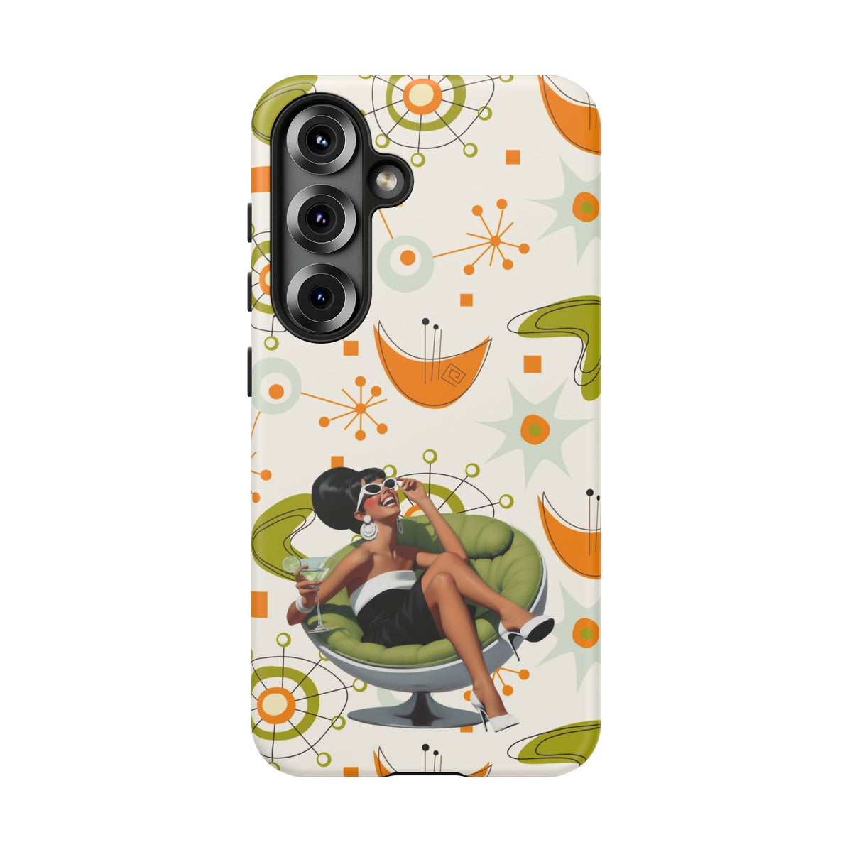 Mid Century Modern Atomic Starburst Mid Mod 60s Gal Retro Chic Tough Phone Case with Vintage Glamour Design