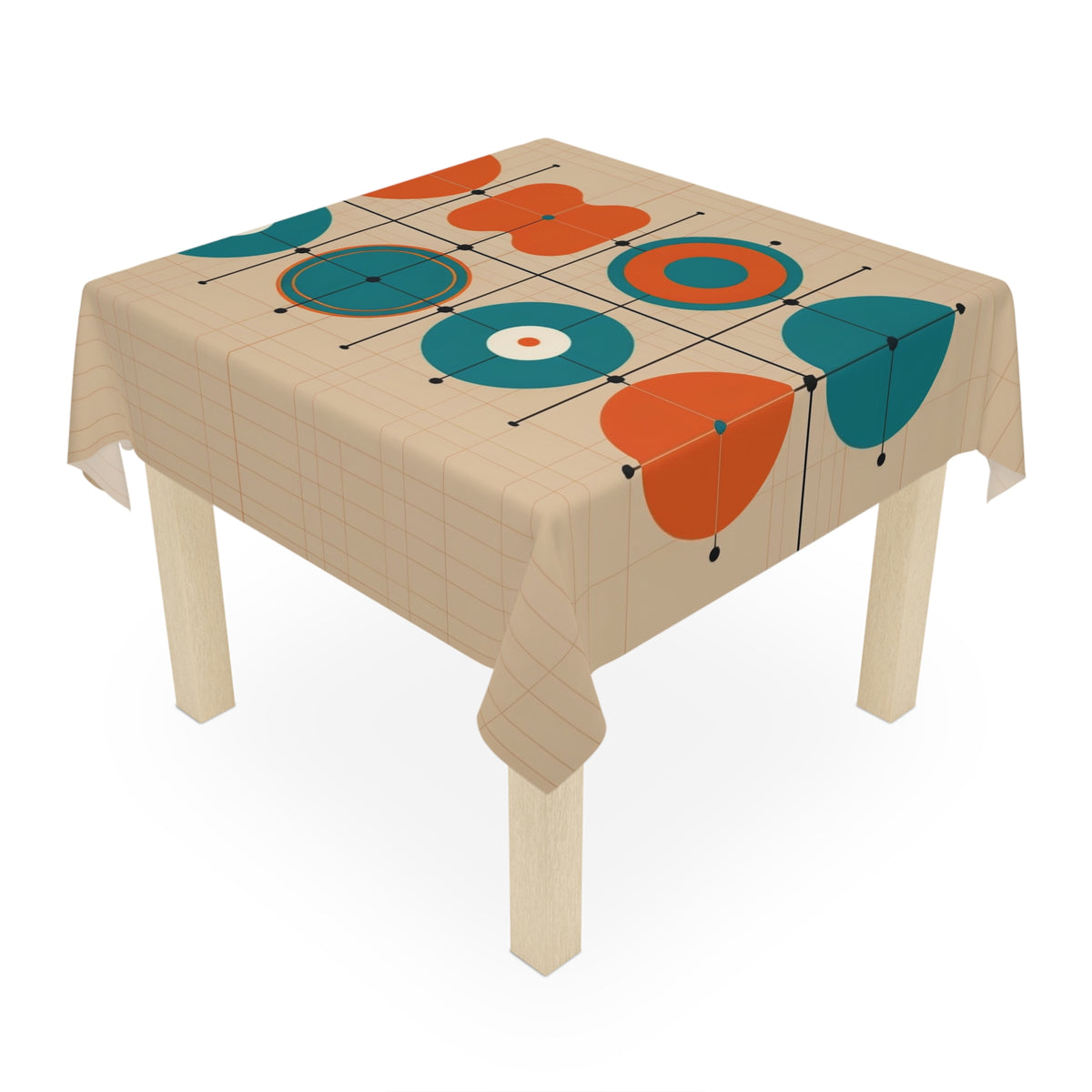 Mid Century Modern Minimalist Geometric  Retro Tablecloth - Mid Century Modern Gal