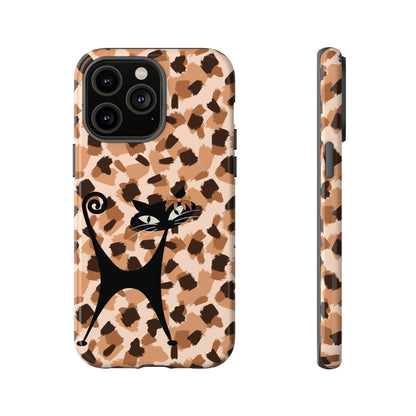 Mid Century Modern Atomic Cat, Animal Print Kitschy Trendy Smart Phone Tough Cases