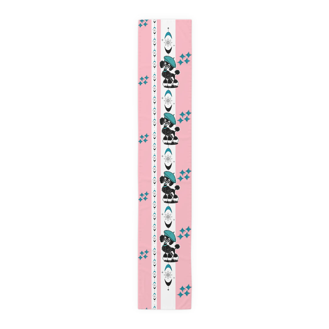 Atomic Poodle Mid Century Modern Pink Whimsical Cosmic Table Runner - Mid Century Modern Gal