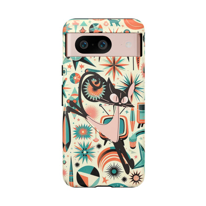 Atomic Kitty Boomerang Space Kitty Mid Century Modern Samsung, Smart Phone, Tough Cases