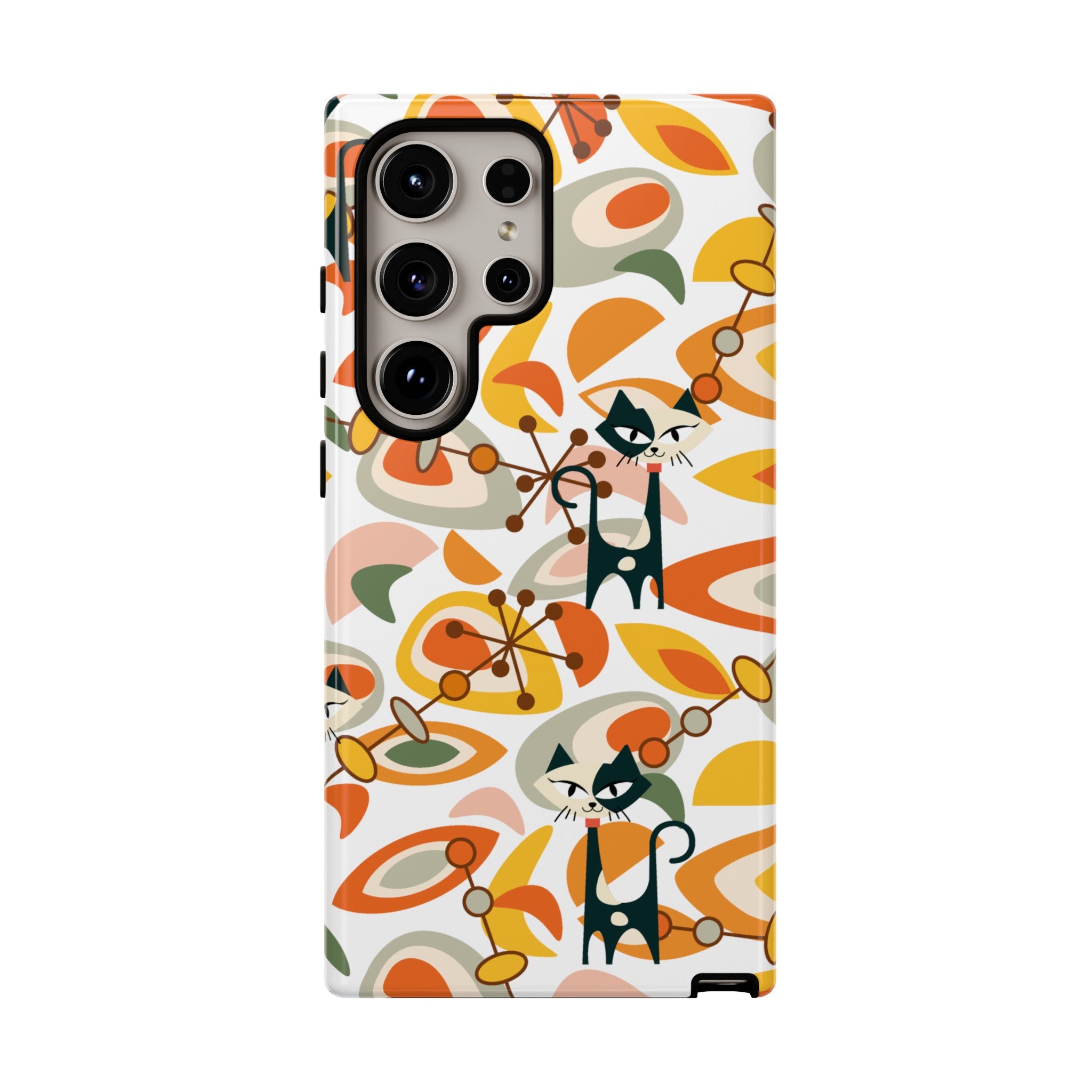 Atomic Cat Mid Mod Orange, Yellow, Groovy Cat Smart Phone Tough Cases