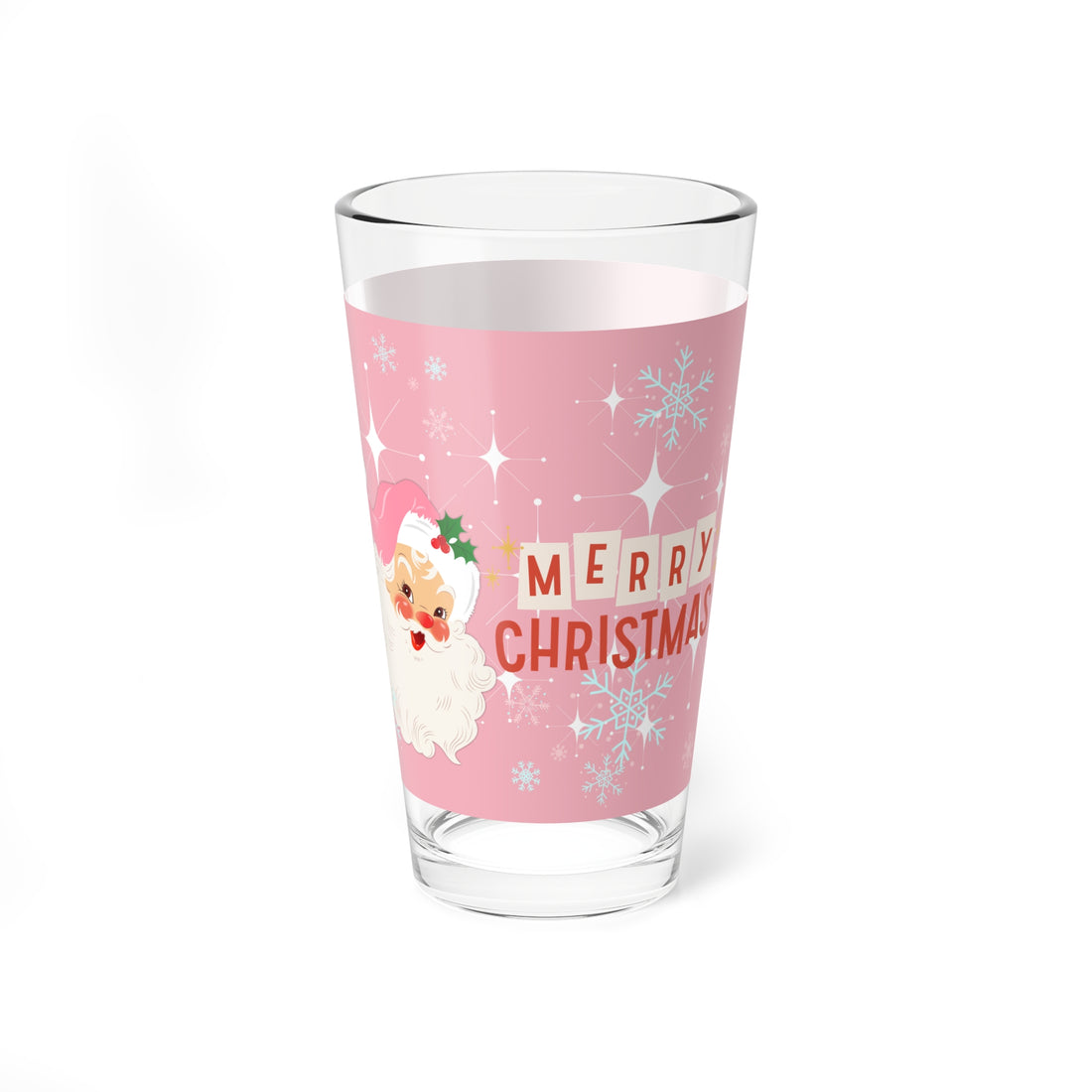 Vintage Santa, Smiling Santa Mid Century Modern Drinkware Glass - Mid Century Modern Gal
