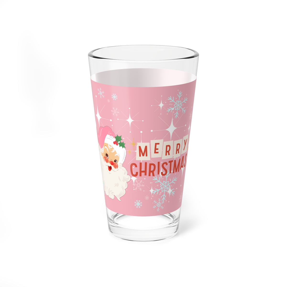 Vintage Santa, Smiling Santa Mid Century Modern Drinkware Glass - Mid Century Modern Gal