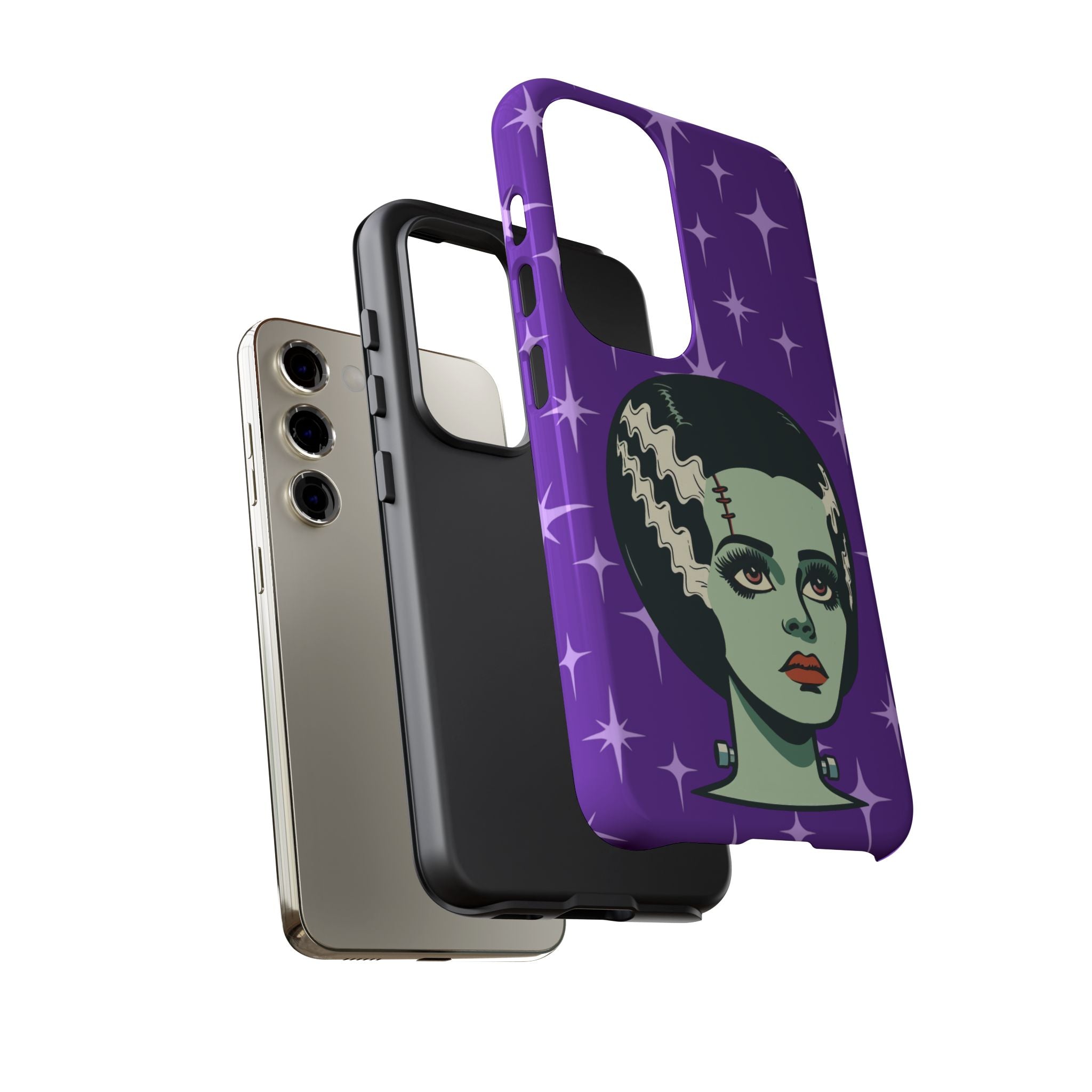 Bride of Frankenstein Retro Mid Mod Horror Buff Purple Halloween Tough Phone Case