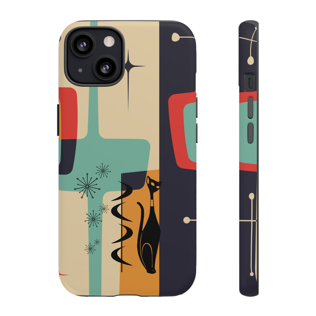 Mid Century Modern, Geometric, Atomic Cat Groovy Smart Phones Tough Phone Cases