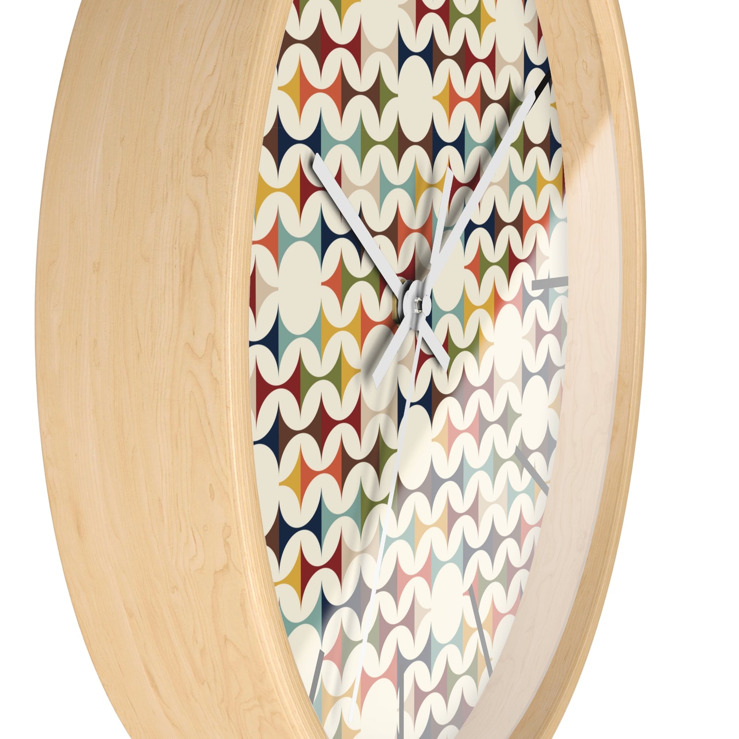 Mid Century Modern Scandinavian Designed, Geometric Retro Colorful Retro Wall Clock