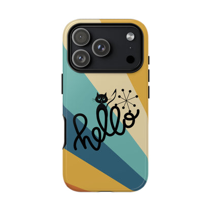 Atomic Groovy Cat, Retro, Kitschy, Hello Starburst, Mid Mod Smart Phone Tough Phone Cases