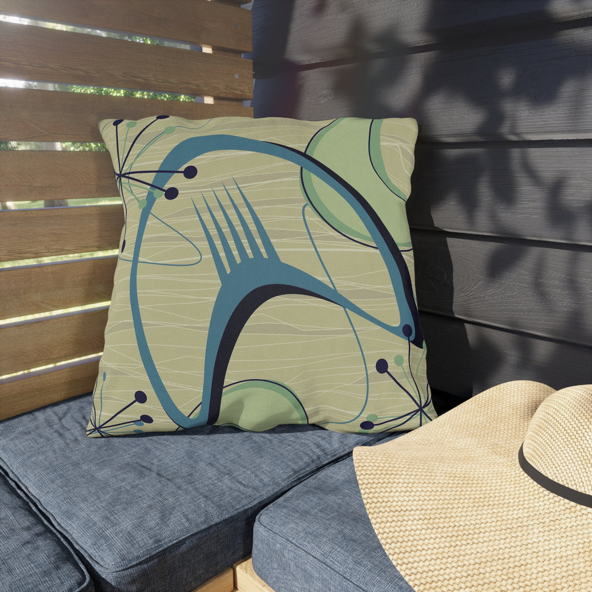 Mid Century Modern Atomic Boomerang Summer Garden Outdoor Pillows - Mid Century Modern Gal