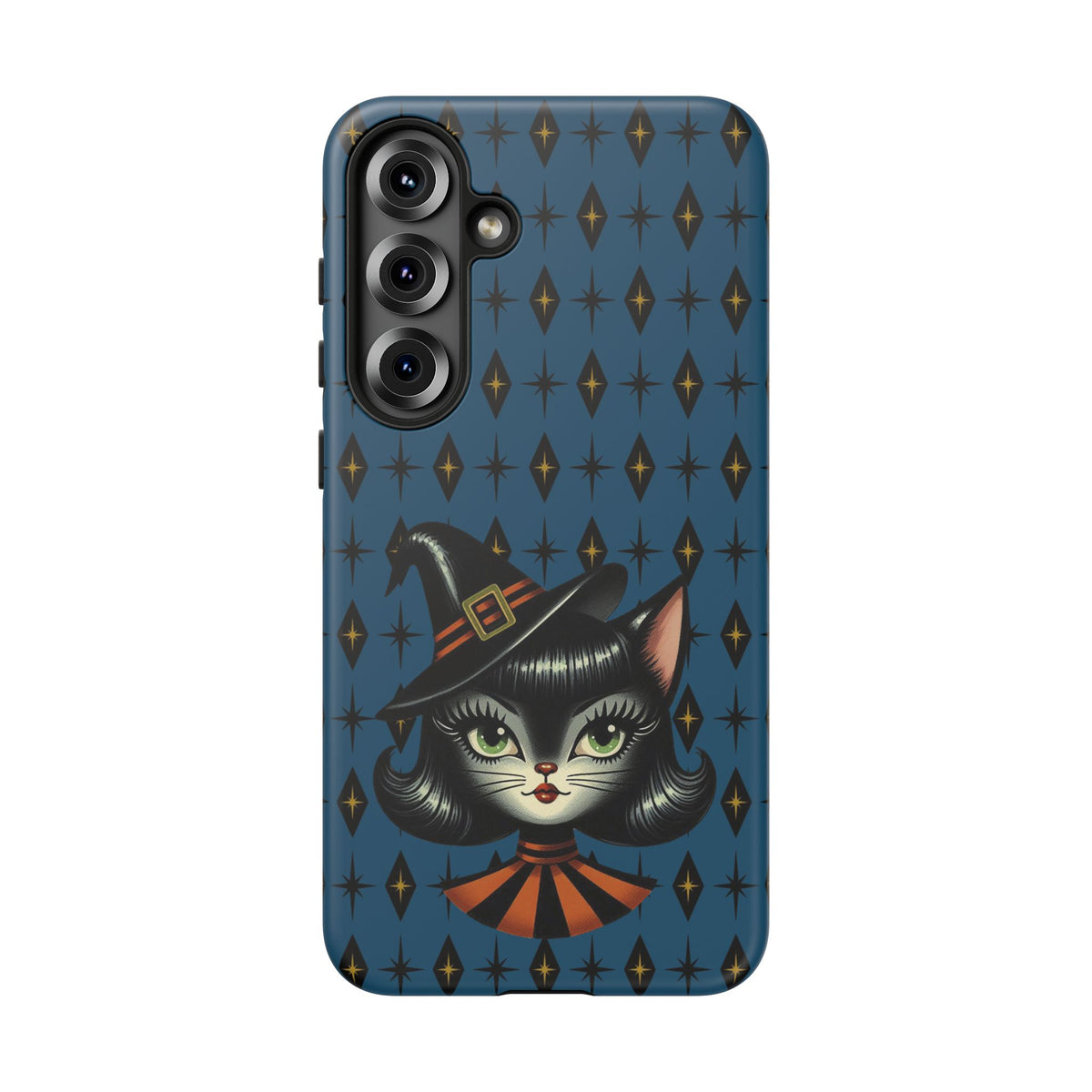 Vintage Halloween Black Cat Sexy Sexton Mid Century Modern Blue Tough Phone Case
