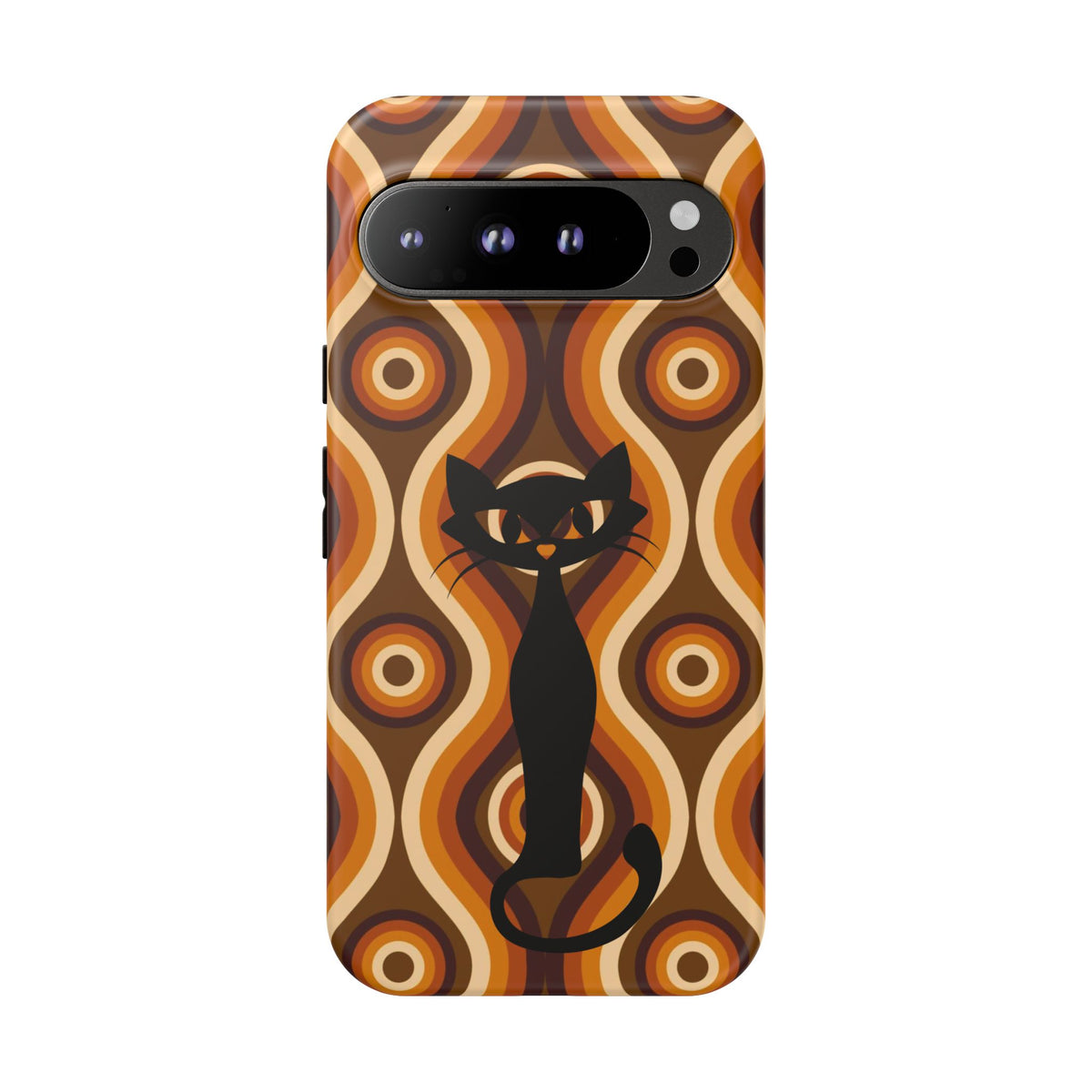 Retro Phone Case, Groovy Brown, Atomic Kitsch Cat Tough Smart Phone Cases - Mid Century Modern Gal