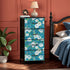 Chinoiserie Floral Teal Green White Elegant 4-Drawer Dresser - Mid Century Modern Gal