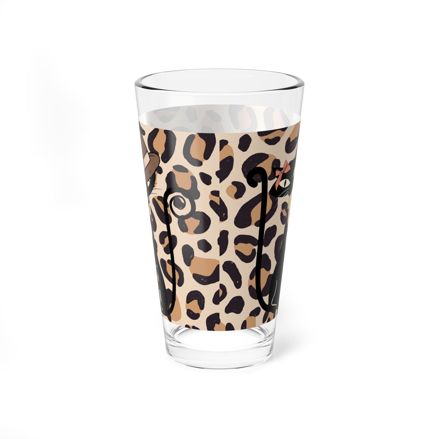 Atomic Cats 50s Mid Century Modern Barware, Kitschy Fun Leopard Print Glass