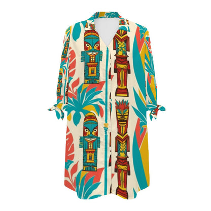 Retro Tiki Summer Mod Vibes, Coverup Blouse Women&