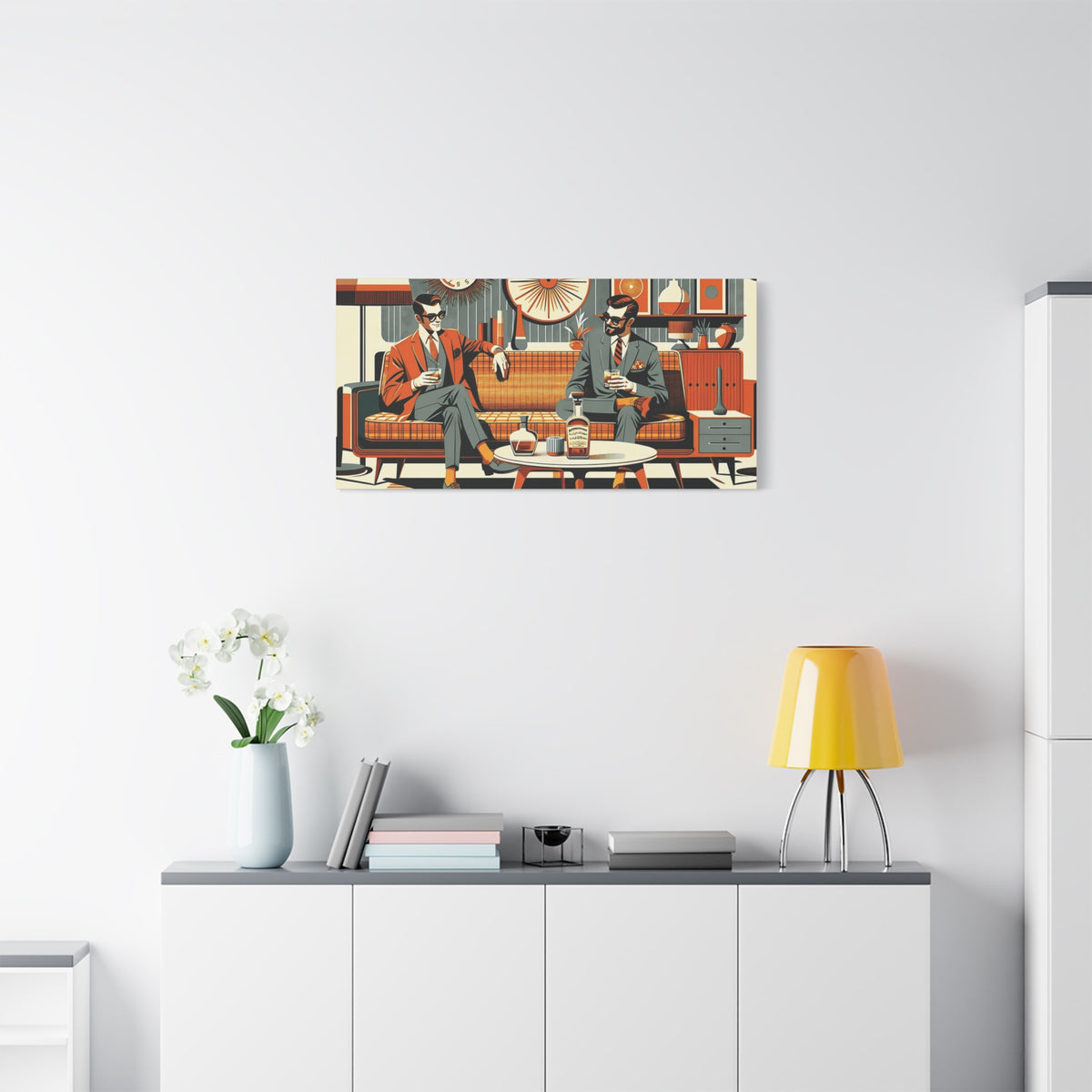 Mid Century Modern Mod Dude, Gay Male Couple Drinking Bourbon, MCM Art - Mid Century Modern Gal