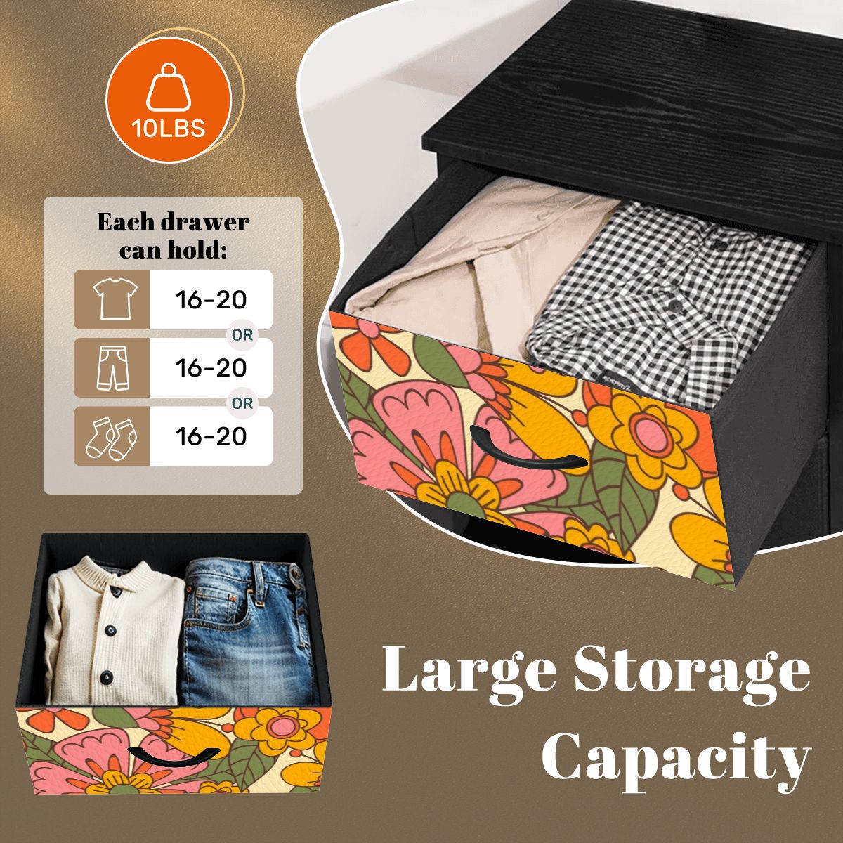 70s Retro Revival Flower Power Groovy Floral Mid Mod 4-Drawer Dresser - Mid Century Modern Gal