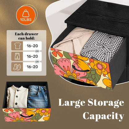 70s Retro Revival Flower Power Groovy Floral Mid Mod 4-Drawer Dresser - Mid Century Modern Gal