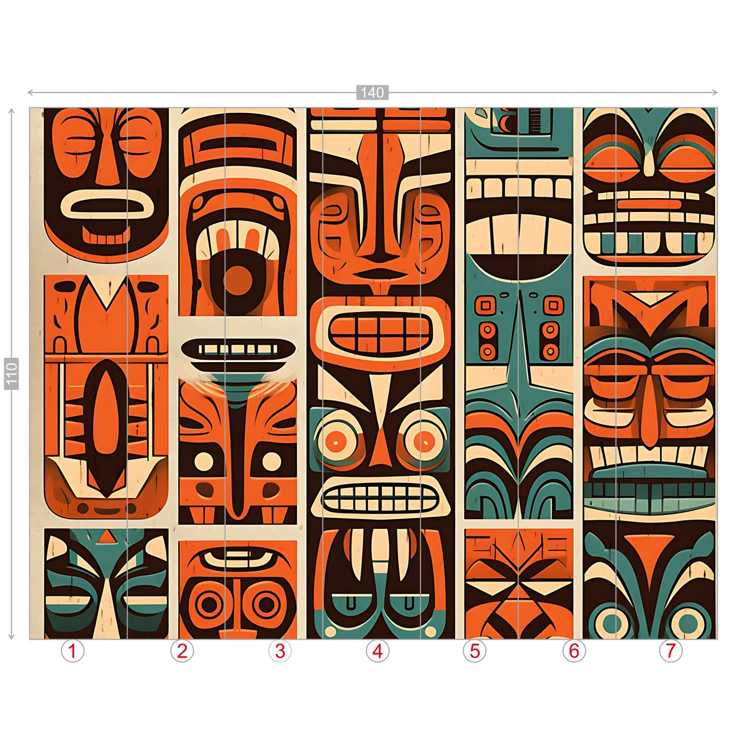 Tiki Idol Mid Century Modern Wallpaper, Peel and Stick Retro Wall Murals